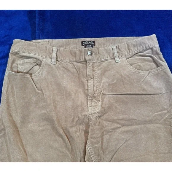 Michael Kors Pants Mens 38x32 Beige Corduroy Straight Fit Classic Casual Logo - Picture 2 of 13